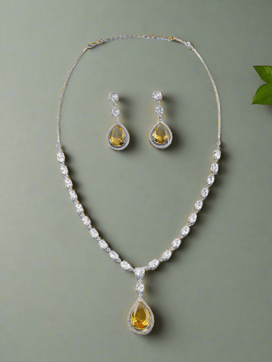 Dazzling Yellow Sapphire Necklace Set - Dyulokha