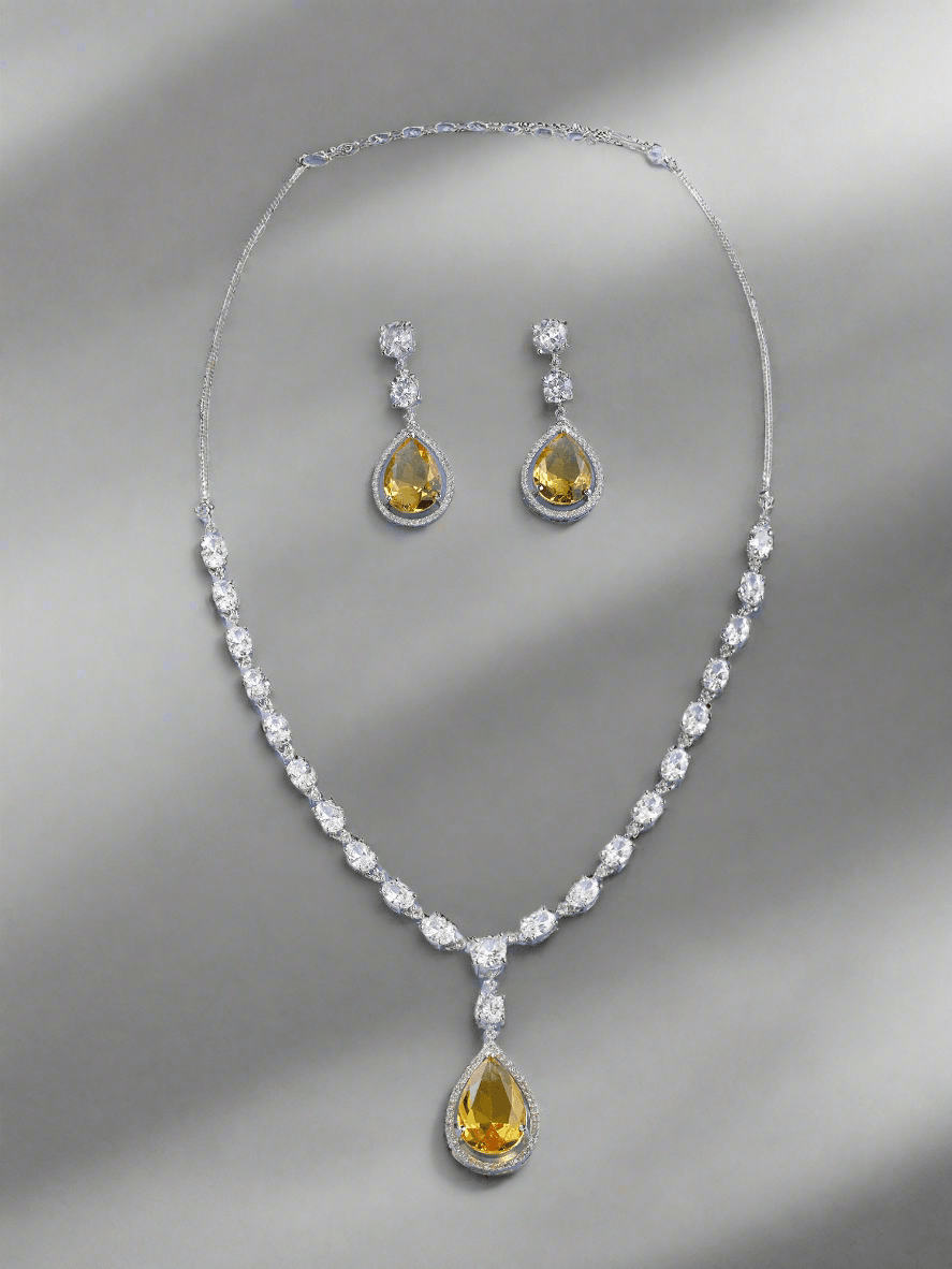 Dazzling Yellow Sapphire Necklace Set - Dyulokha