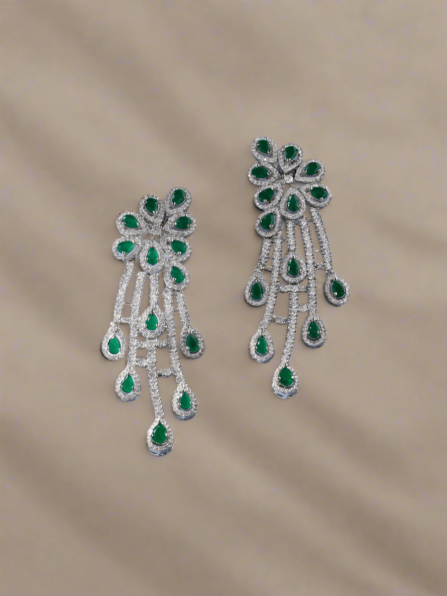 Green Envy Emerald Chandelier Earrings - Dyulokha