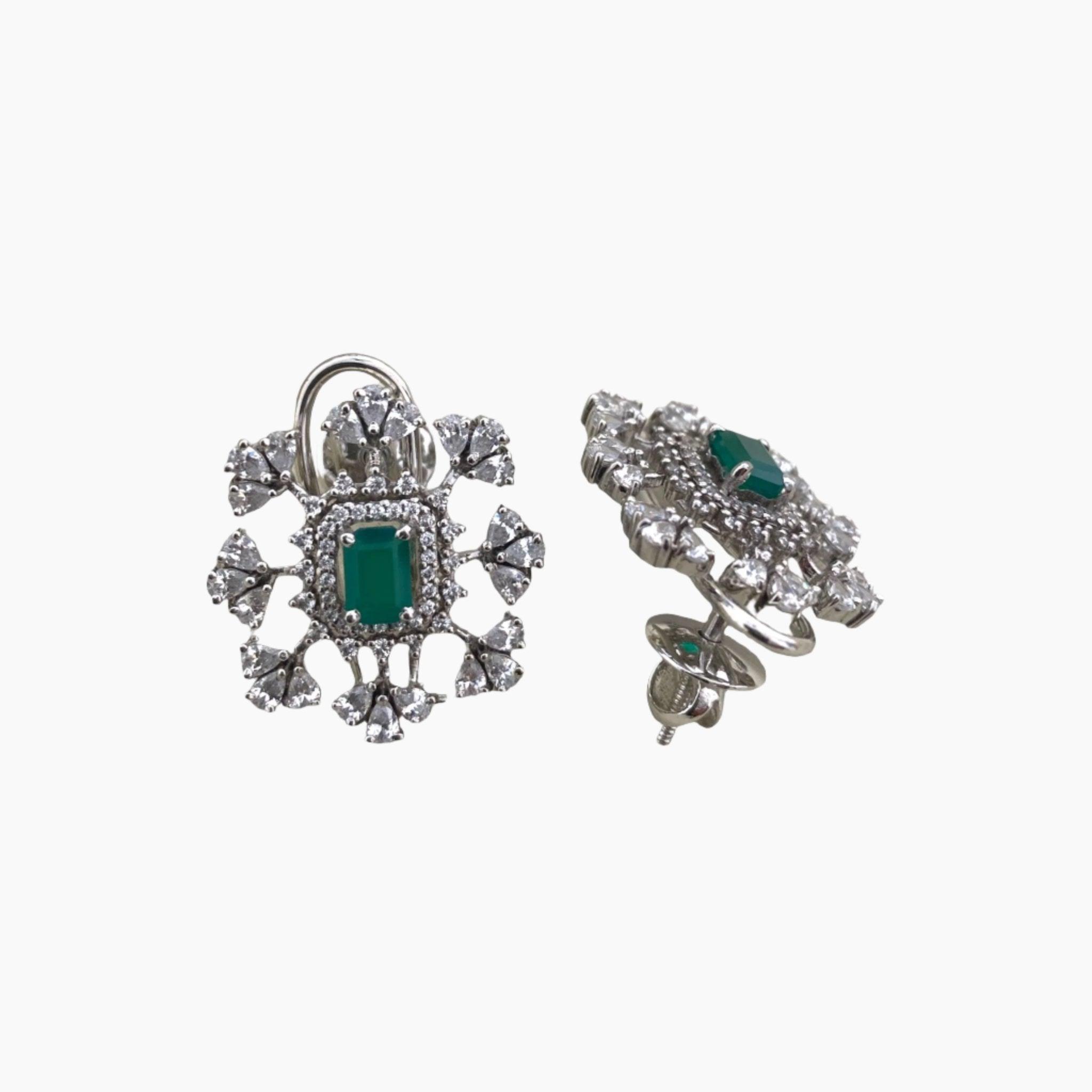 Emerald Sparkle CZ Earrings - Dyulokha