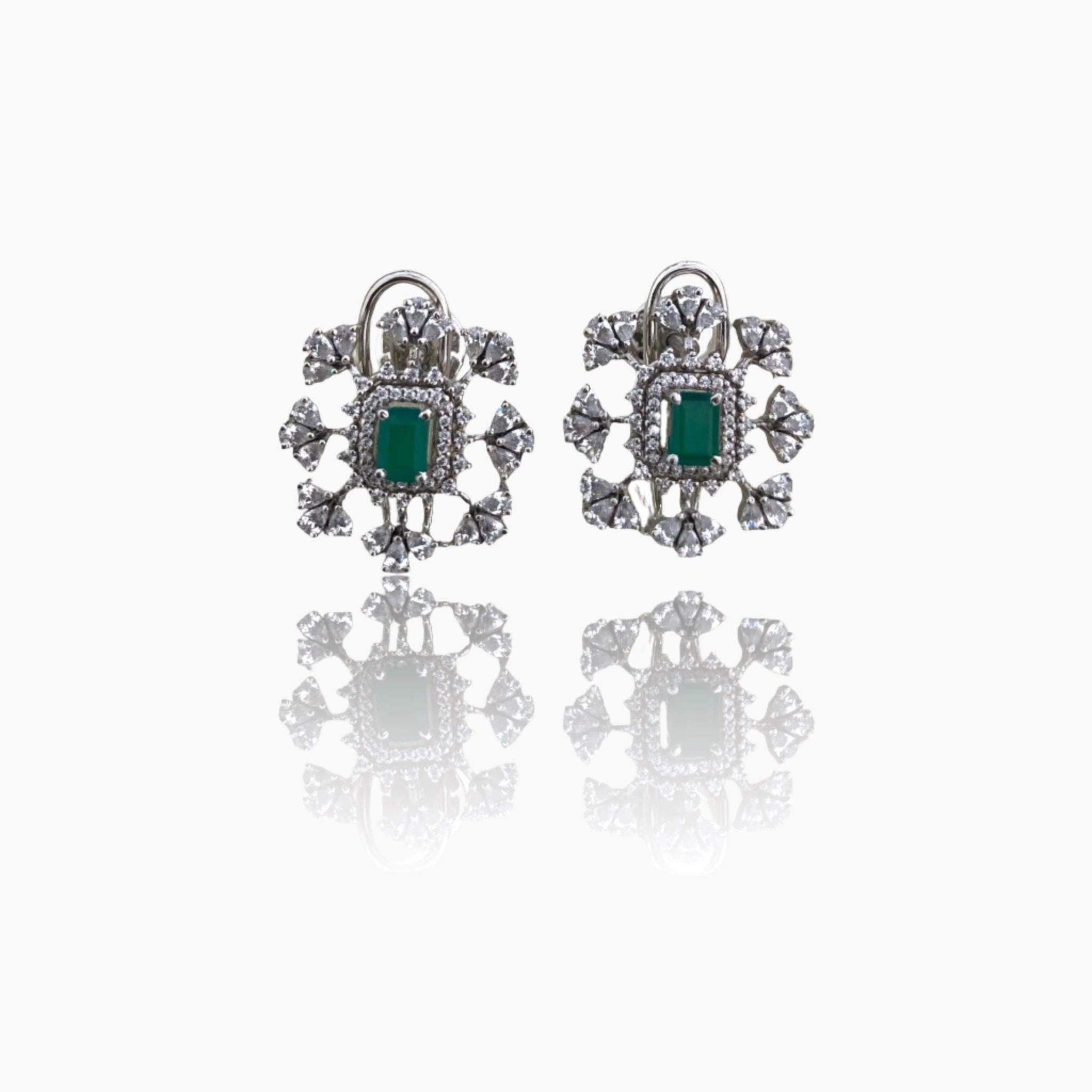 Emerald Sparkle CZ Earrings - Dyulokha