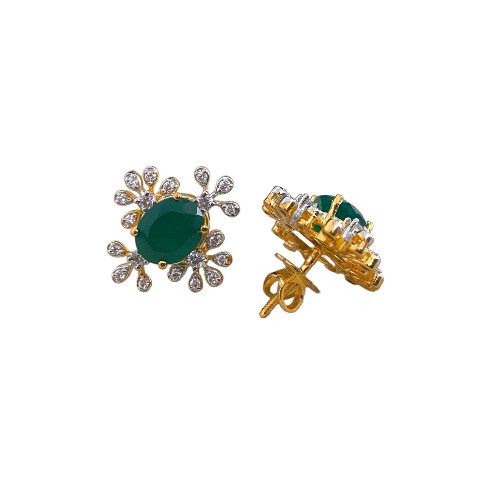 Emerald Glow CZ Earrings - Dyulokha