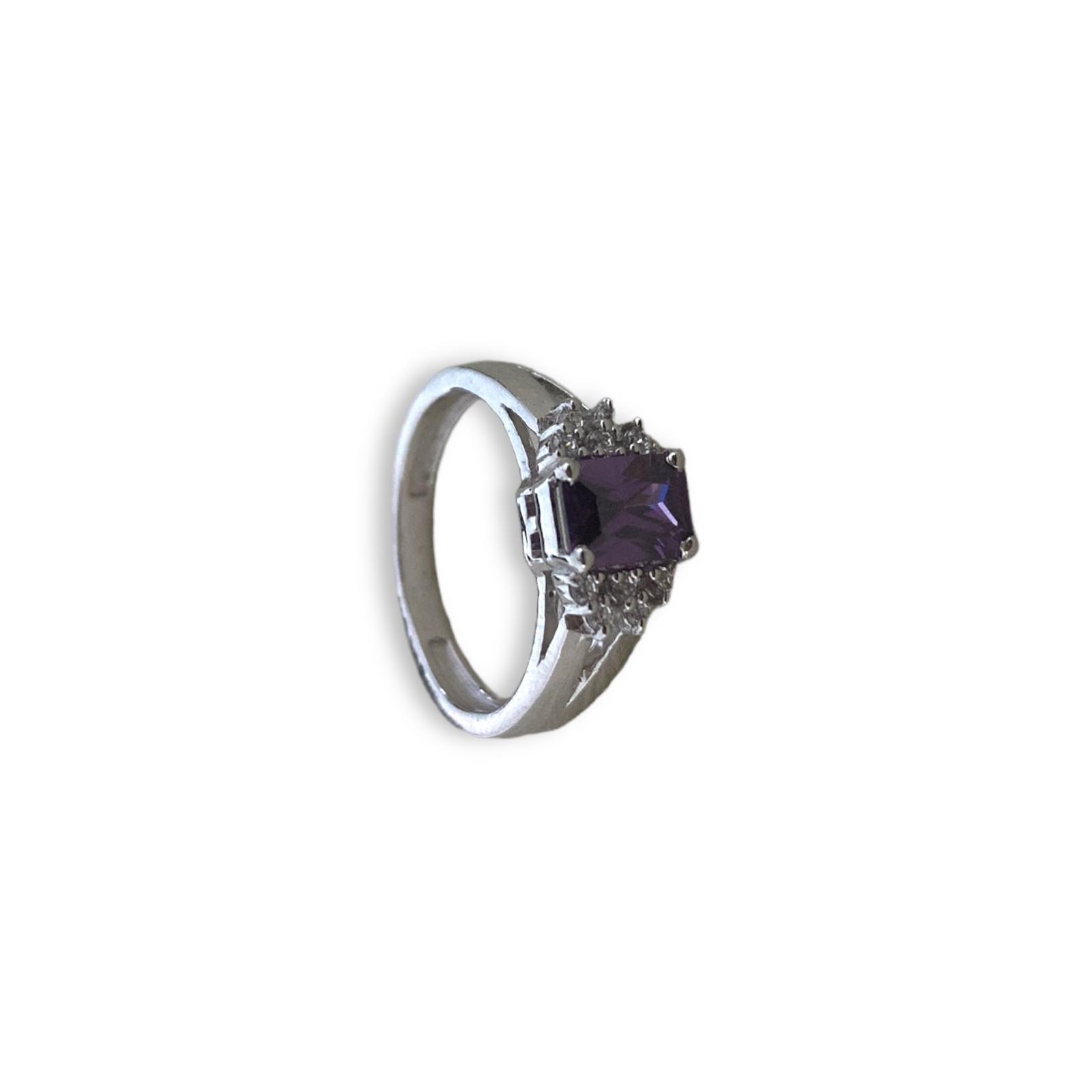 Amethyst CZ Sparkle Ring - Dyulokha
