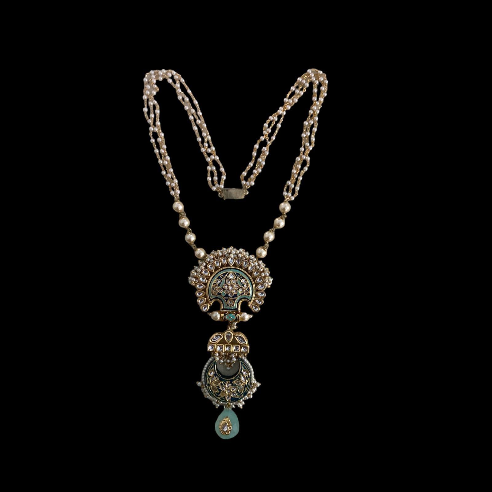 Blue Meenakari Kundan Pearl Necklace - Dyulokha