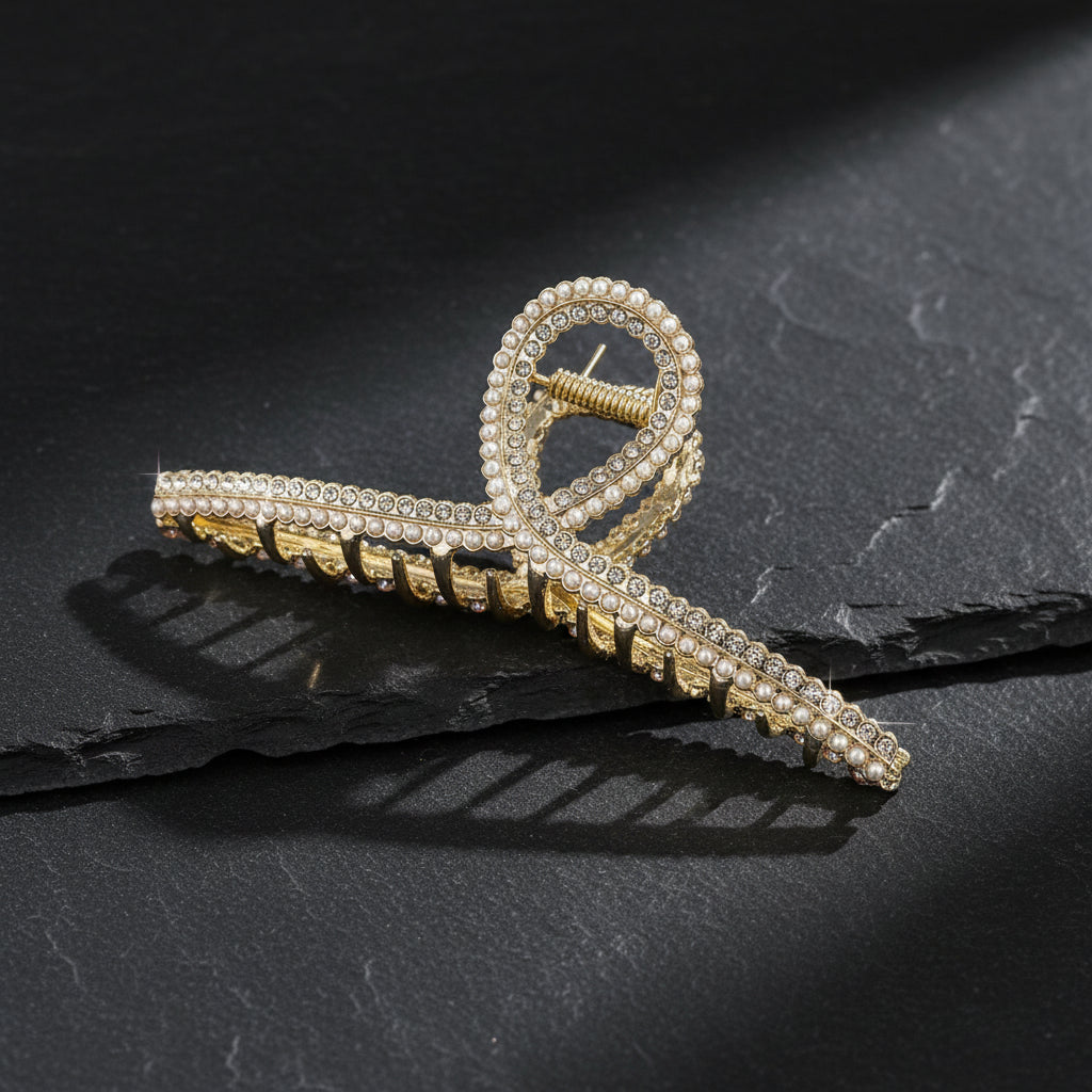Gold Metal Shark Clip for Women's Hair