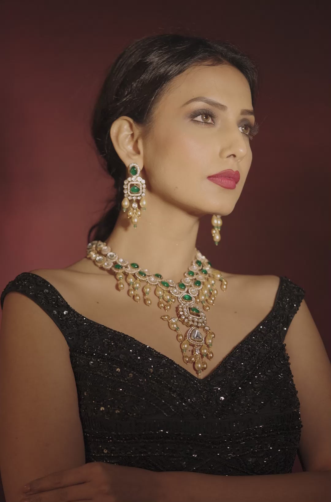Load video: Majestic Charm Ranihaar Necklace Set