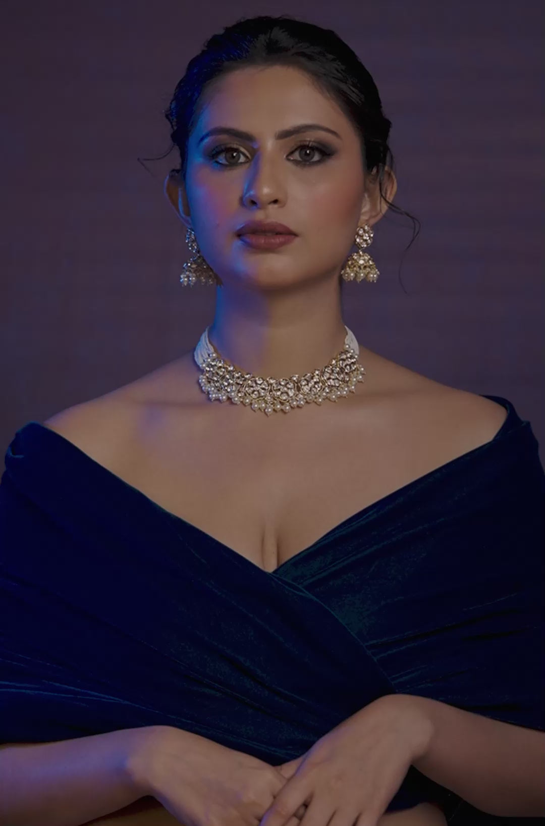 Load video: Kundan Jhumka Necklace Set