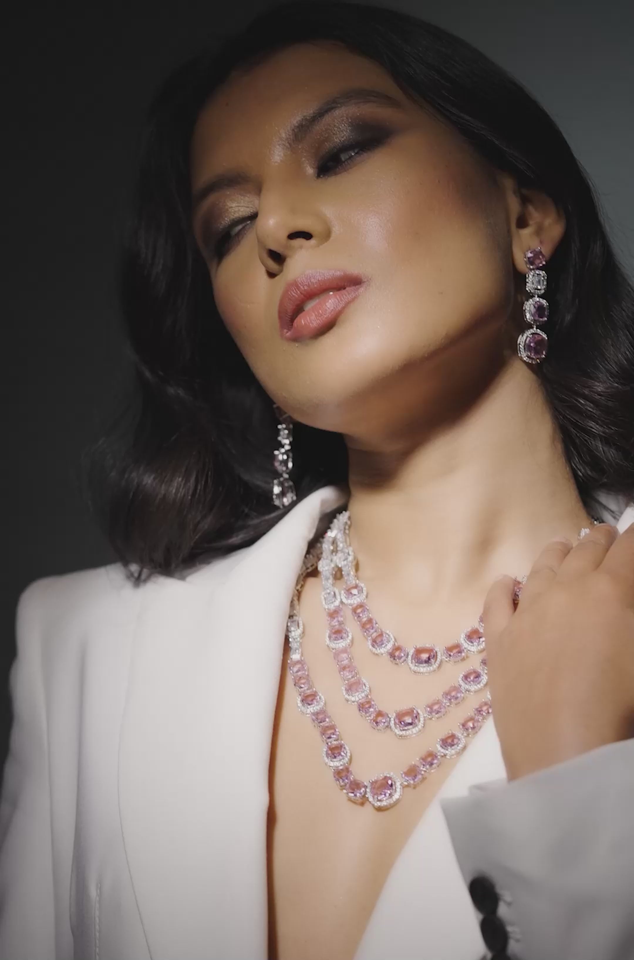 Load video: Blush Blossom Diamond Necklace Set