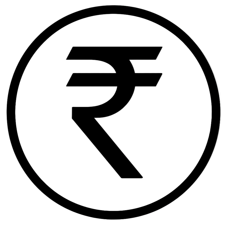 rupee symbol in circle icon black