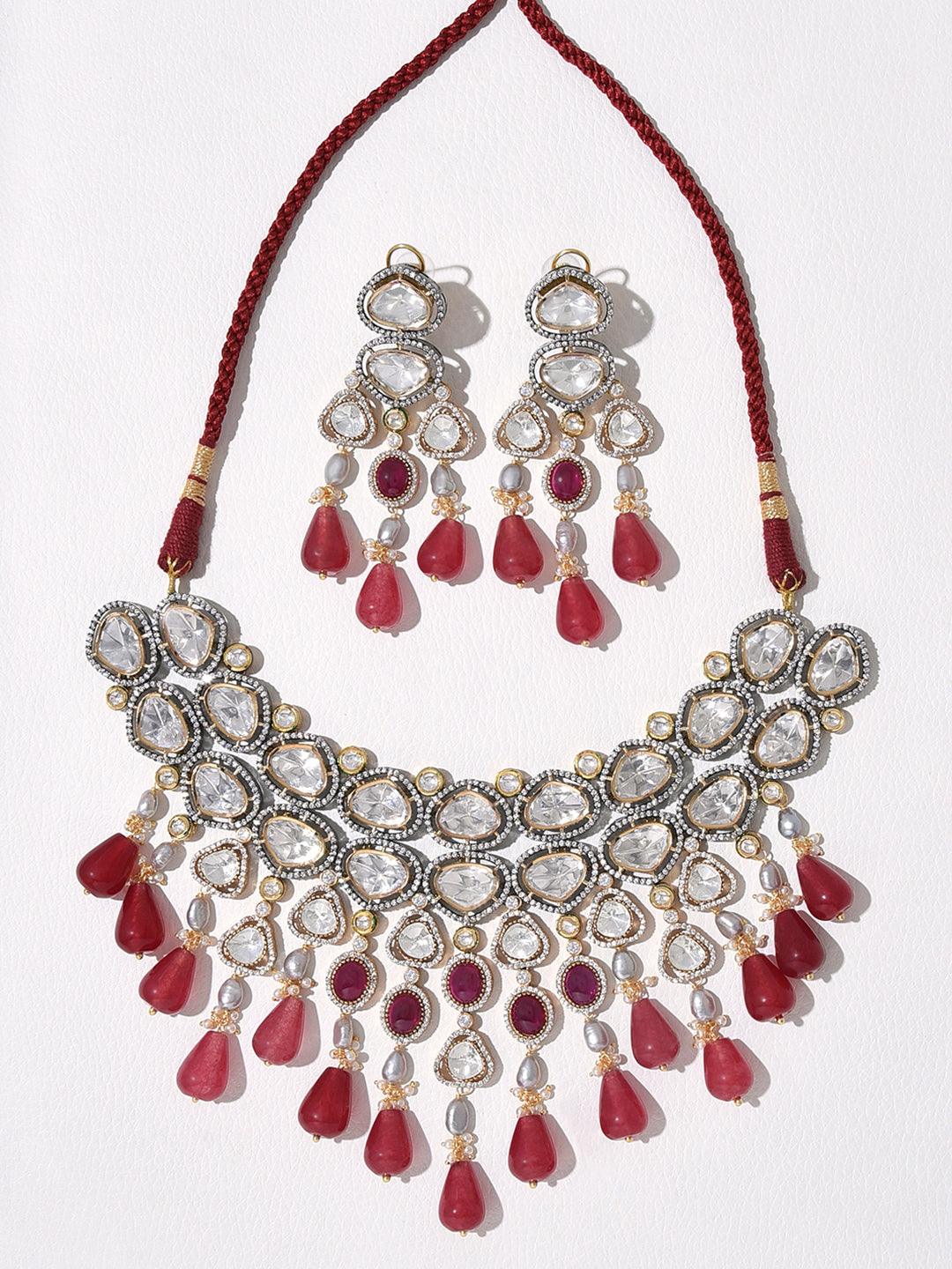 Charming Ruby Bliss Bridal Choker Set - Dyulokha