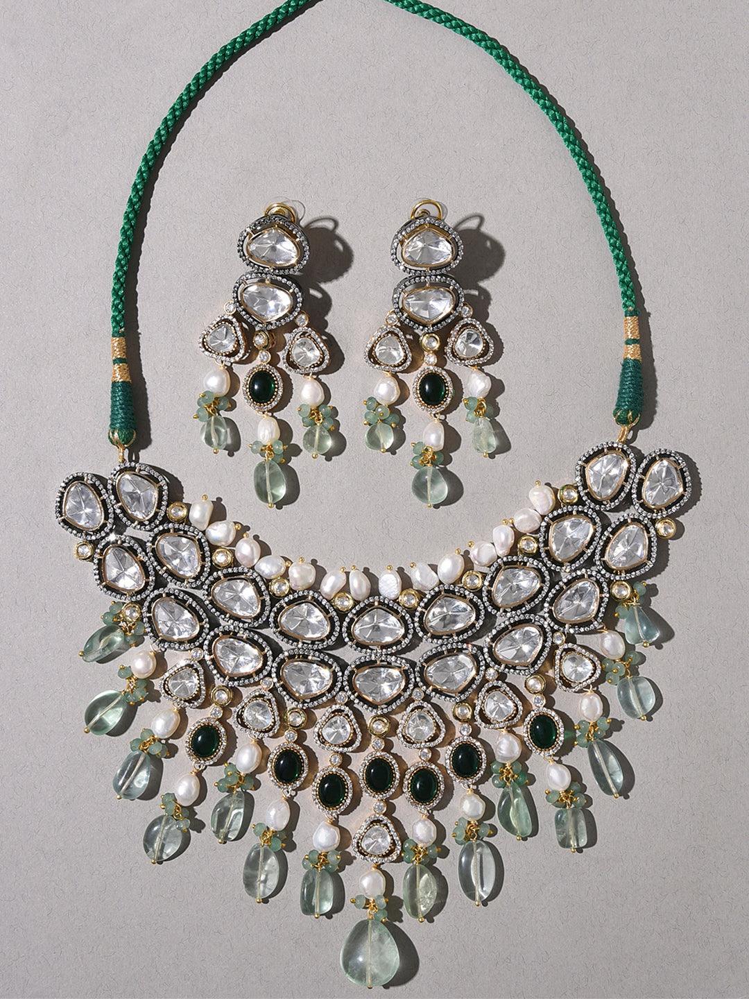 Glowing Fluoride Polki Bridal Set - Dyulokha