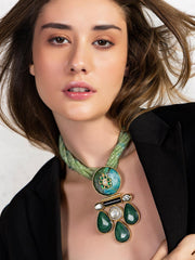 Boho Green Drops Bespoke Pendant Necklace - Dyulokha