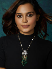 Aristocratic Fusion Polki & Jade Statement Necklace - Dyulokha