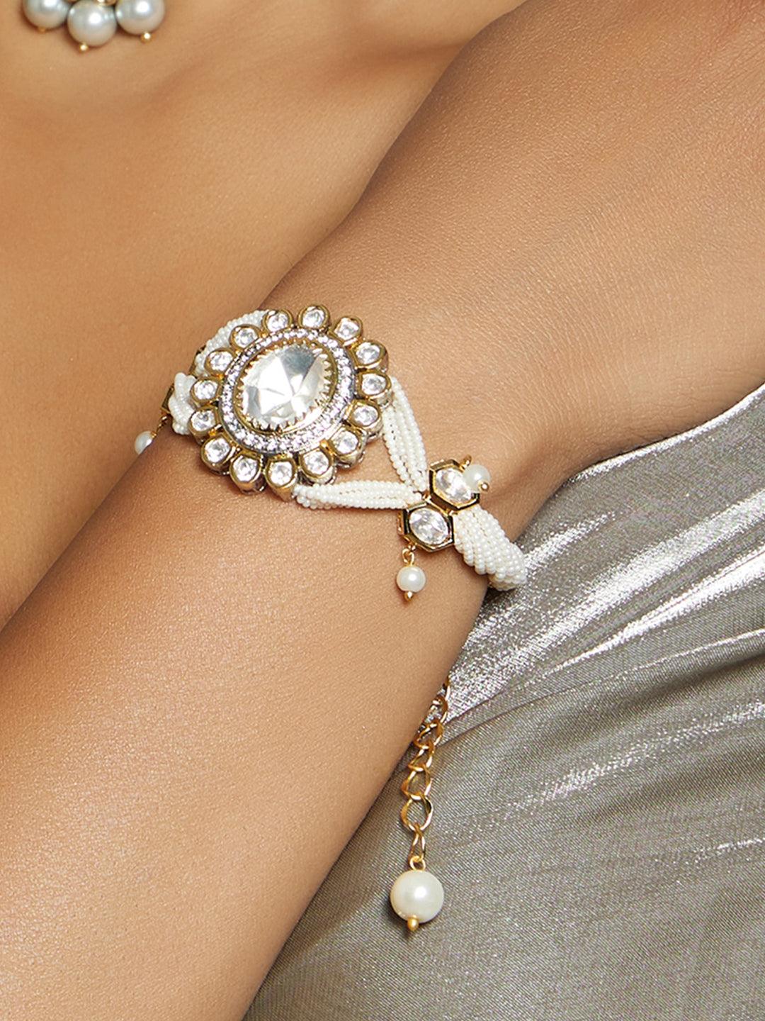 Pearl Radiance Polki Bracelet - Dyulokha