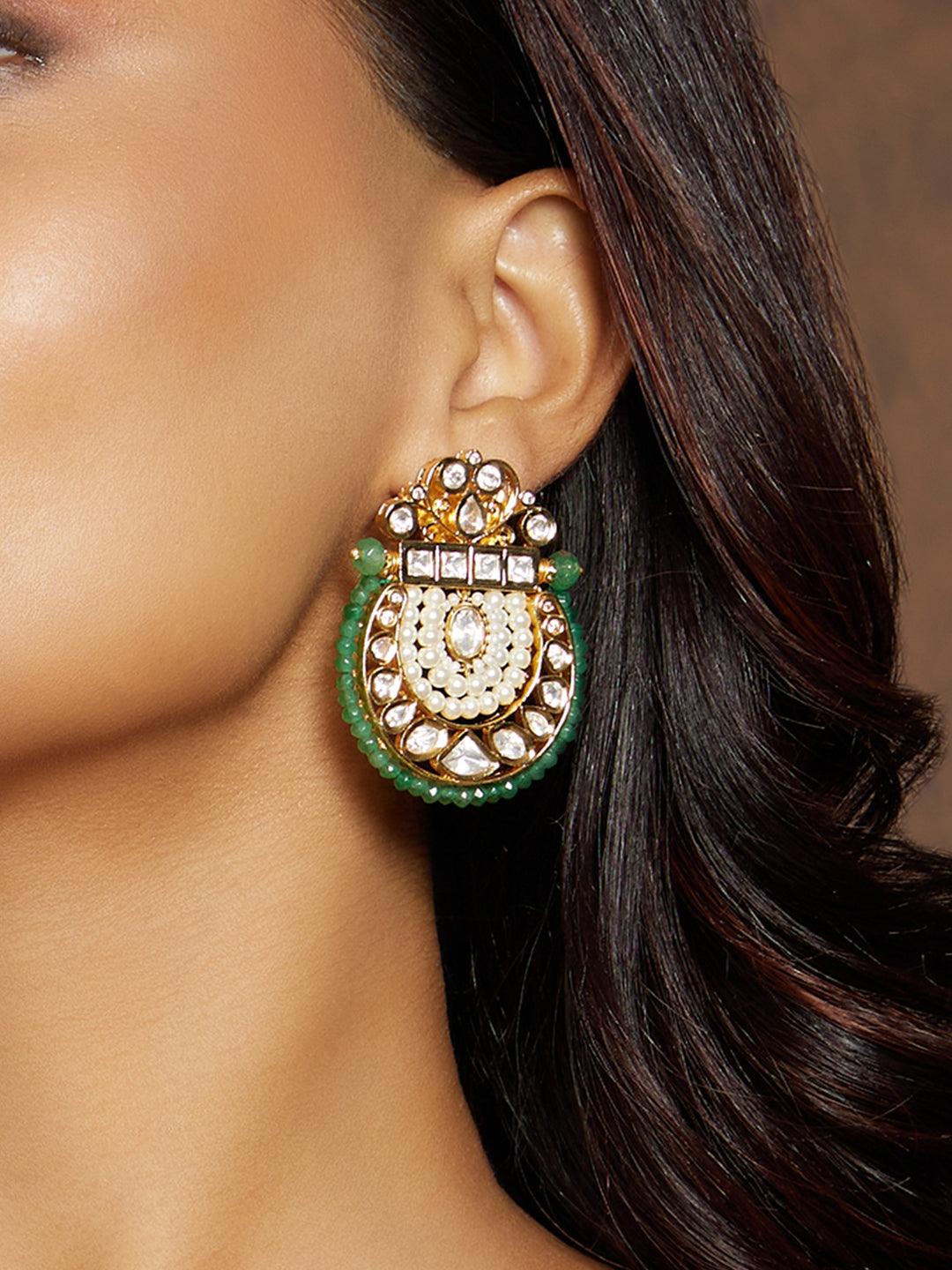 Polki & Pearl Fusion Earrings - Dyulokha