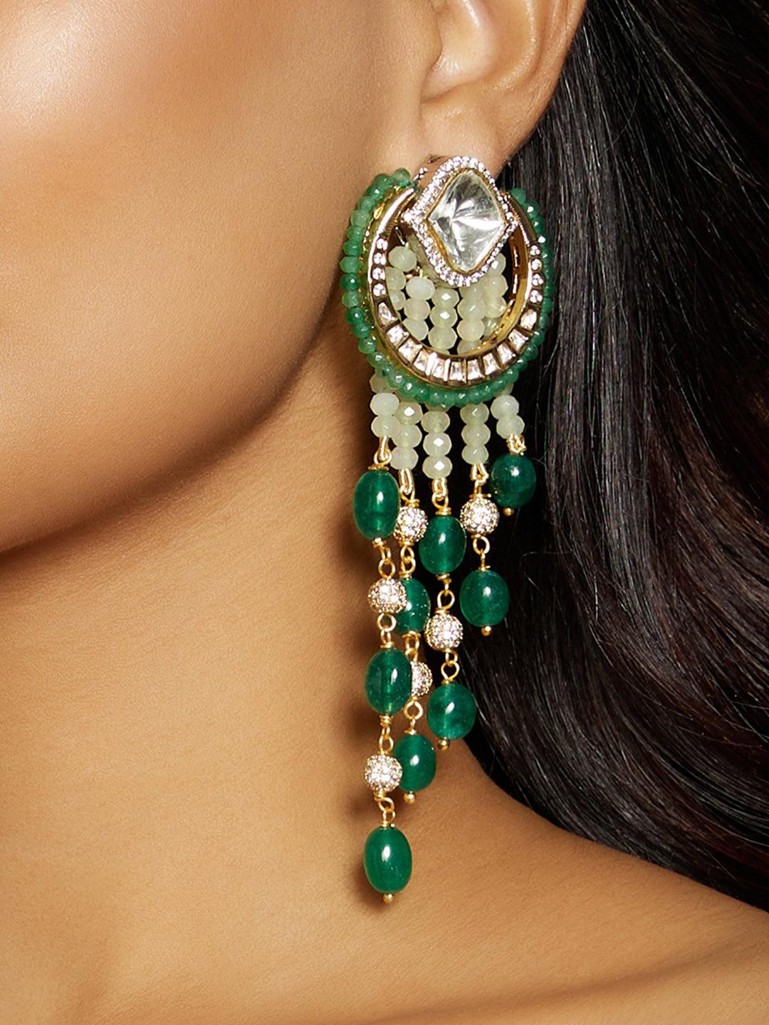 Emerald Elegance Danglers - Dyulokha