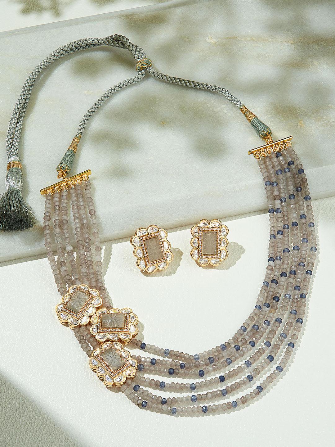 Grey Cascade Ensemble Necklace Set - Dyulokha